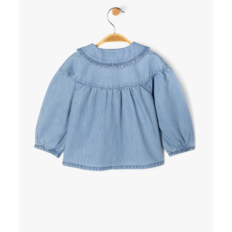 Blouse en toile chambray avec col Claudine bébé fille - LuluCastagnette