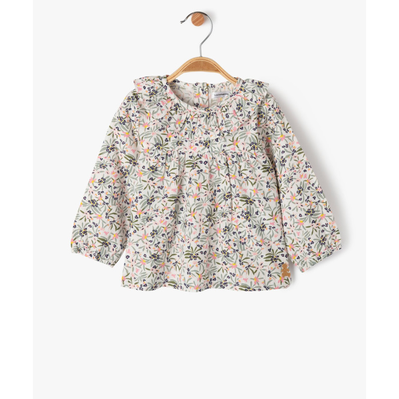 Blouse manches longues ample à col volanté fille - LuluCastagnette Blouse manches longues ample à col volanté fille - LuluCastagnette