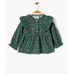 Blouse en velours fines cÃ´tes Ã  volants bÃ©bÃ© fille