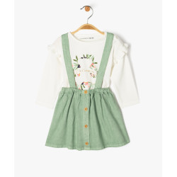 Ensemble 2 piÃ¨ces bÃ©bÃ© fille tee-shirt et jupe Ã  bretelles - LuluCastagnette