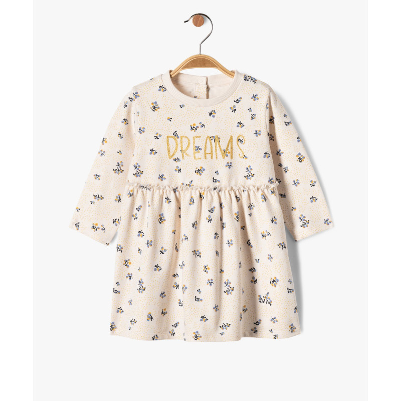 Robe sweat à manches longues fleurie bébé fille