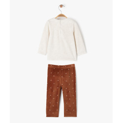 Pyjama en velours 2 pièces avec motif ourson bébé garçon