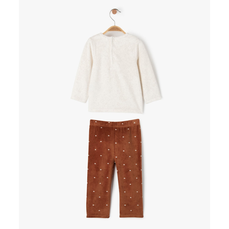 Pyjama en velours 2 pièces avec motif ourson bébé garçon