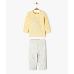 Pyjama en velours 2 piÃ¨ces Ã  motifs fleuris bÃ©bÃ© fille