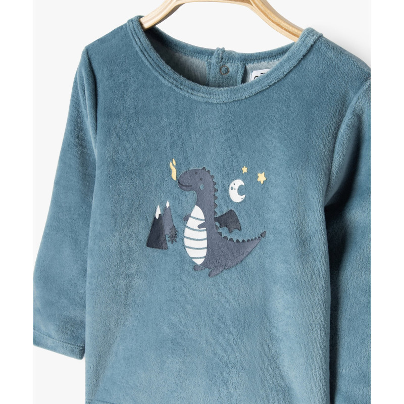 Pyjama en velours 2 pièces à motifs dinosaures bébé garçon