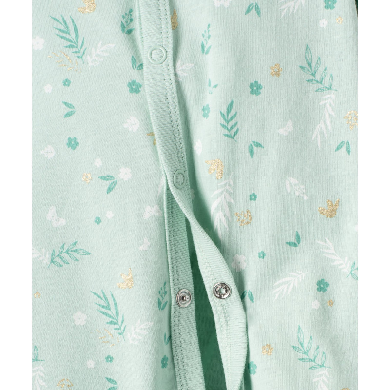 Pyjama bébé à motifs fleuris et touches pailletées ouvert devant