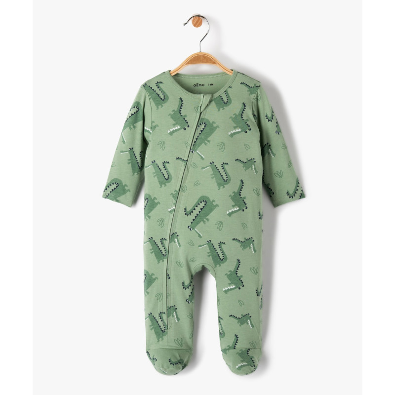 Pyjama bébé en coton à zip ventral et motif crocodiles