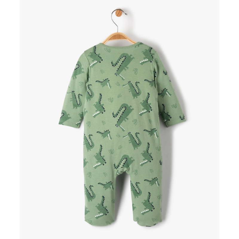 Pyjama bébé en coton à zip ventral et motif crocodiles