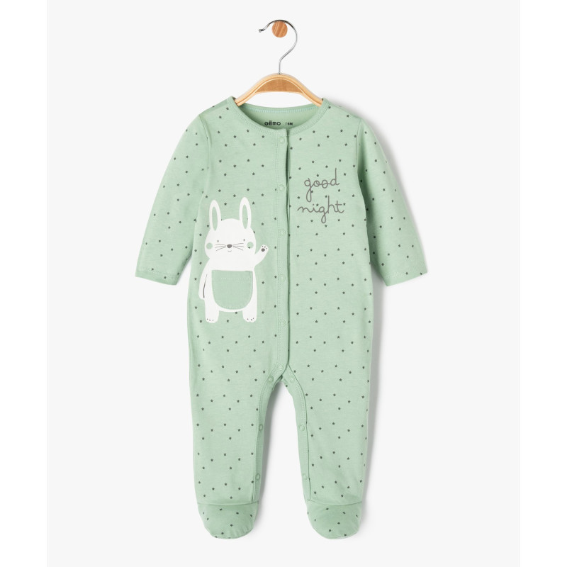 Pyjama dors-bien en coton avec motif lapin bébé garçon