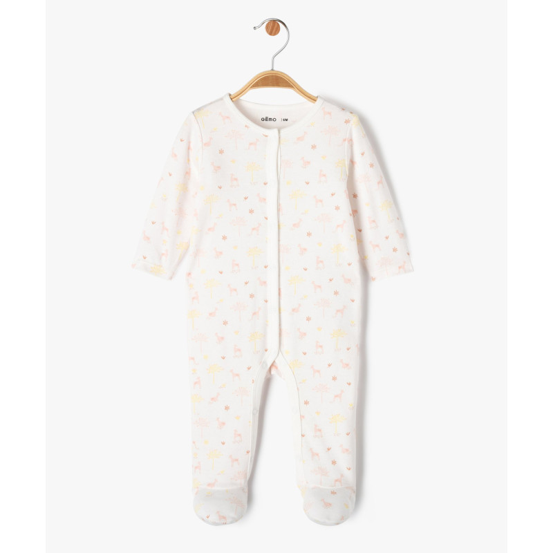 Pyjama en coton imprimé ouverture devant bébé fille