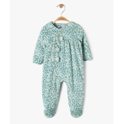 Pyjama en velours Ã  motifs fleuris ouvert devant bÃ©bÃ© fille