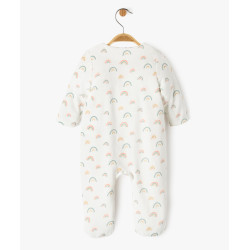 Pyjama en velours ouverture devant à motifs arc-en-ciel bébé fille