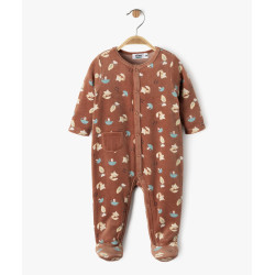 Pyjama en velours ouverture devant à motifs forêt bébé garçon