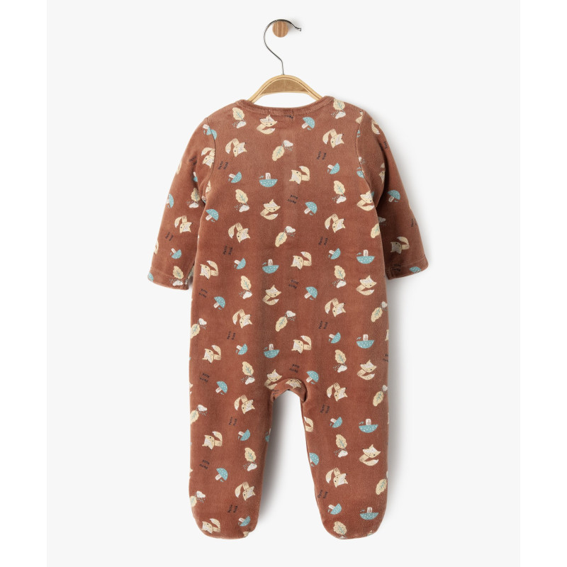 Pyjama en velours ouverture devant à motifs forêt bébé garçon