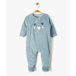 Pyjama dors-bien en velours fermeture devant bÃ©bÃ©