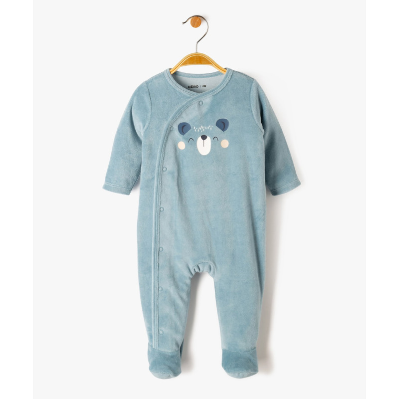 Pyjama dors-bien en velours fermeture devant bébé