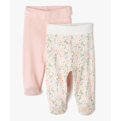 Pantalon Ã  pieds et ceinture Ã©lastique en jersey bÃ©bÃ© (lot de 2)