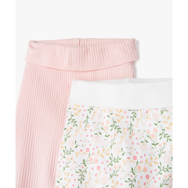 Pantalon à pieds et ceinture élastique en jersey bébé (lot de 2)