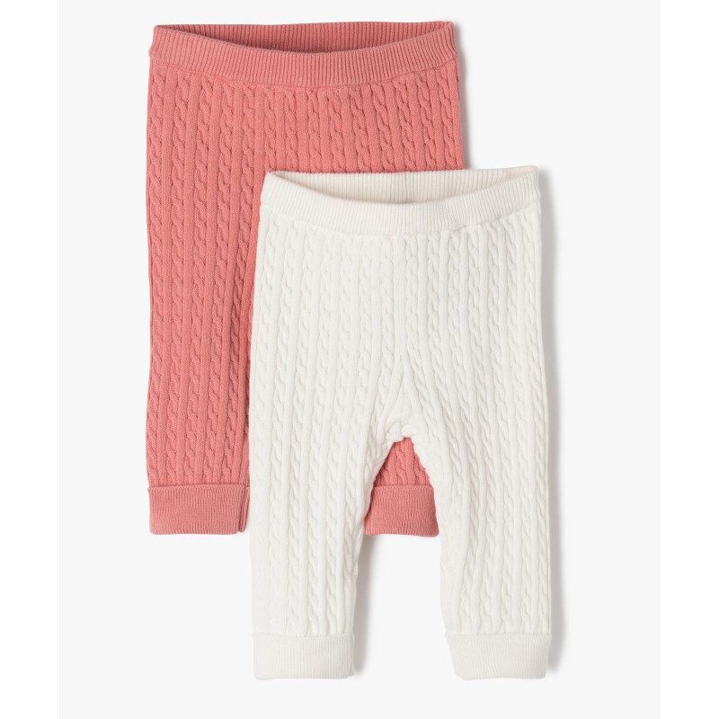 Pantalon en maille torsadée à revers bébé  (lot de 2)