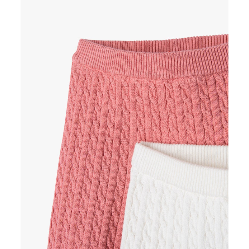 Pantalon en maille torsadée à revers bébé  (lot de 2)