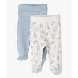 Pantalon à pieds et ceinture élastique en jersey bébé (lot de 2)