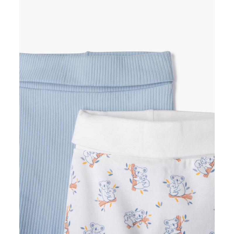 Pantalon à pieds et ceinture élastique en jersey bébé (lot de 2)