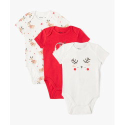 Body Ã  manches courtes spÃ©cial NoÃ«l bÃ©bÃ© (lot de 3)