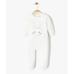 Pyjama bÃ©bÃ© pont-dos en jersey Ã  pois et motif lapin