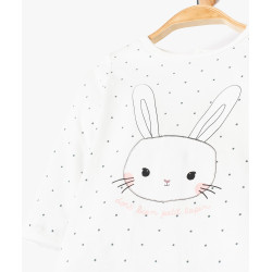 Pyjama bébé pont-dos en jersey à pois et motif lapin