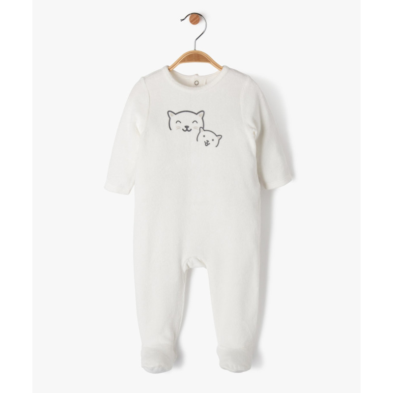 Pyjama en velours à pont-dos pressionné bébé