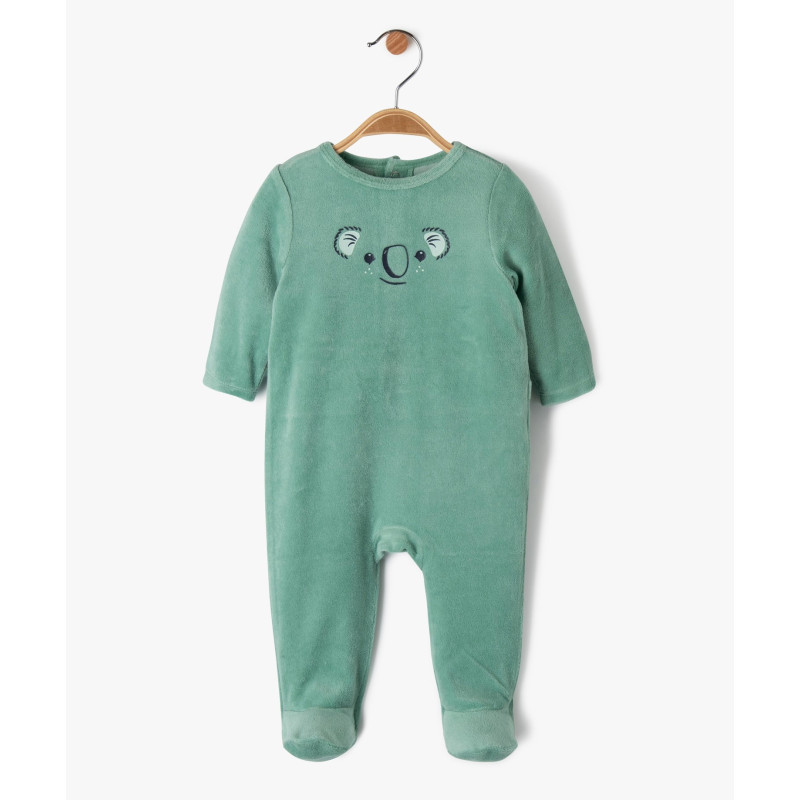 Pyjama en velours à pont-dos pressionné bébé