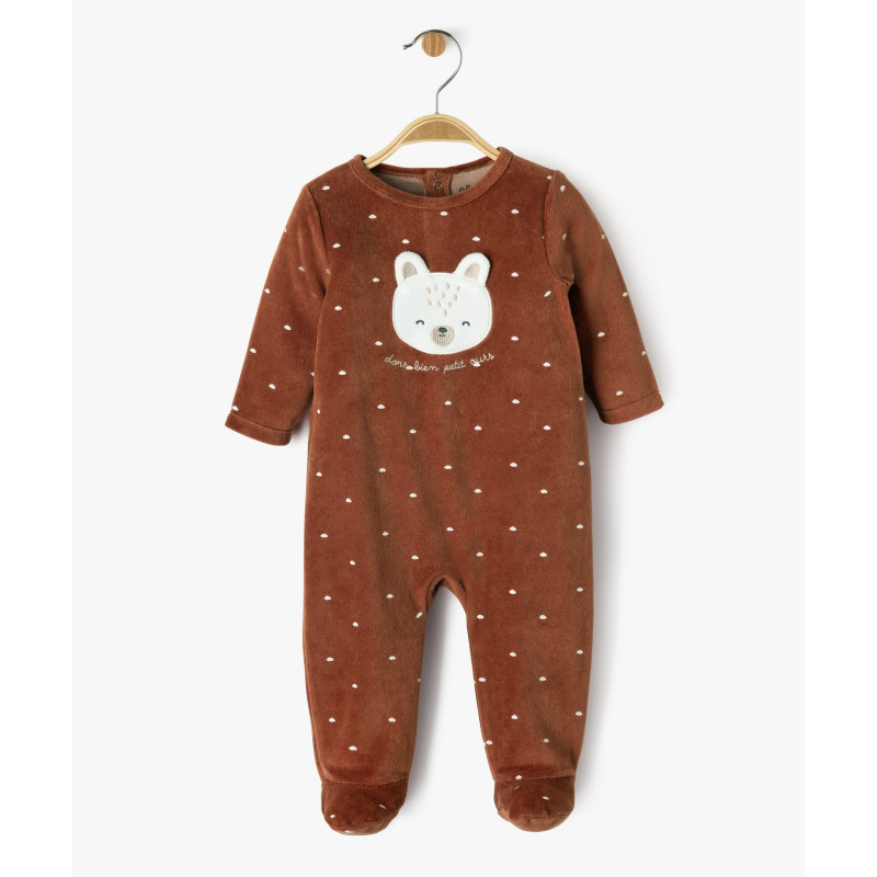 Pyjama en velours à motif ourson bébé garçon