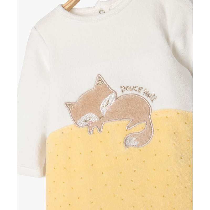 Pyjama en velours avec motif renard bébé fille