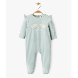 Pyjama en velours avec volants et inscription pailletÃ©e bÃ©bÃ© fille