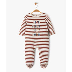 Pyjama en velours Ã  rayures avec inscription brodÃ©e bÃ©bÃ© garÃ§on