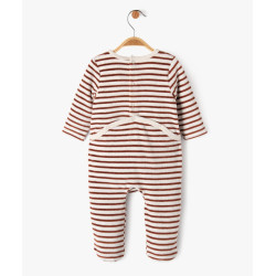 Pyjama en velours à rayures avec inscription brodée bébé garçon