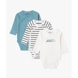 Body manches longues et fermeture croisÃ©e devant bÃ©bÃ© garÃ§on (lot de 3)