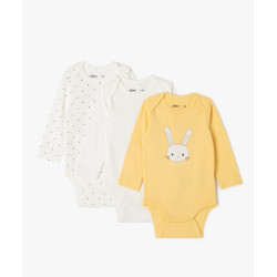 Body Ã  manches longues avec motifs variÃ©s bÃ©bÃ© fille (lot de 3)