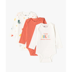 Body Ã  manches longues avec motifs girly bÃ©bÃ© fille (lot de 3)