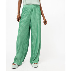 Pantalon large en maille plissÃ©e femme