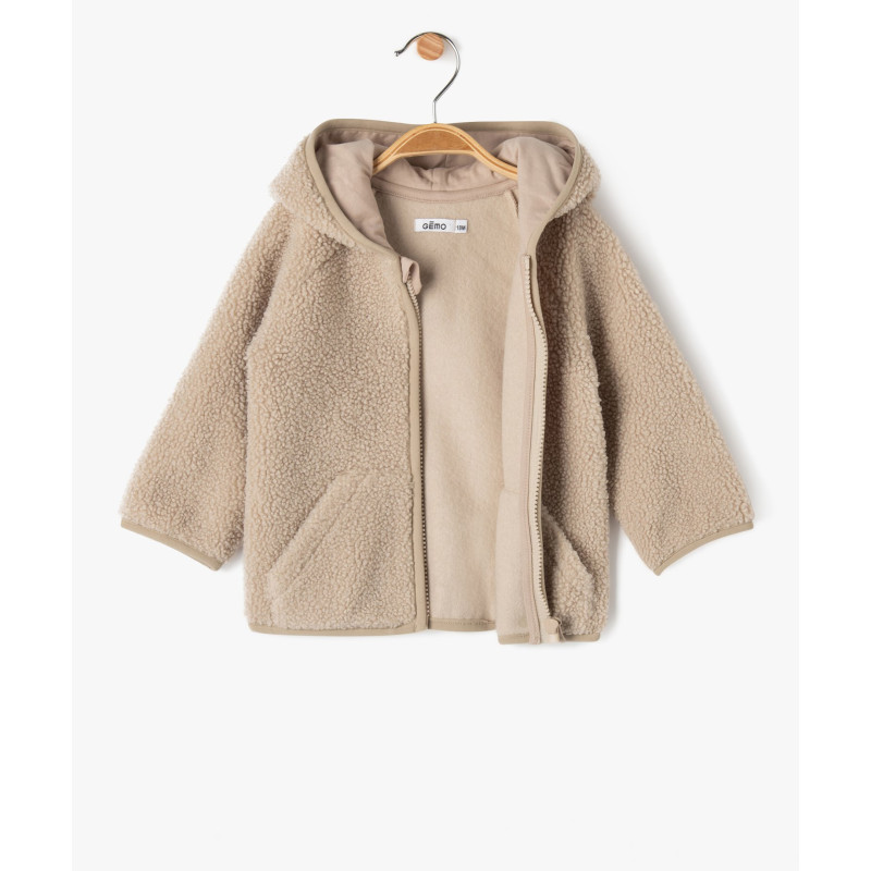 Sweat zippé à capuche en maille sherpa bébé garçon