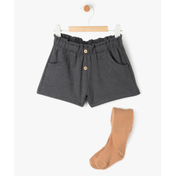 Ensemble 2 pièces short + collants bébé fille