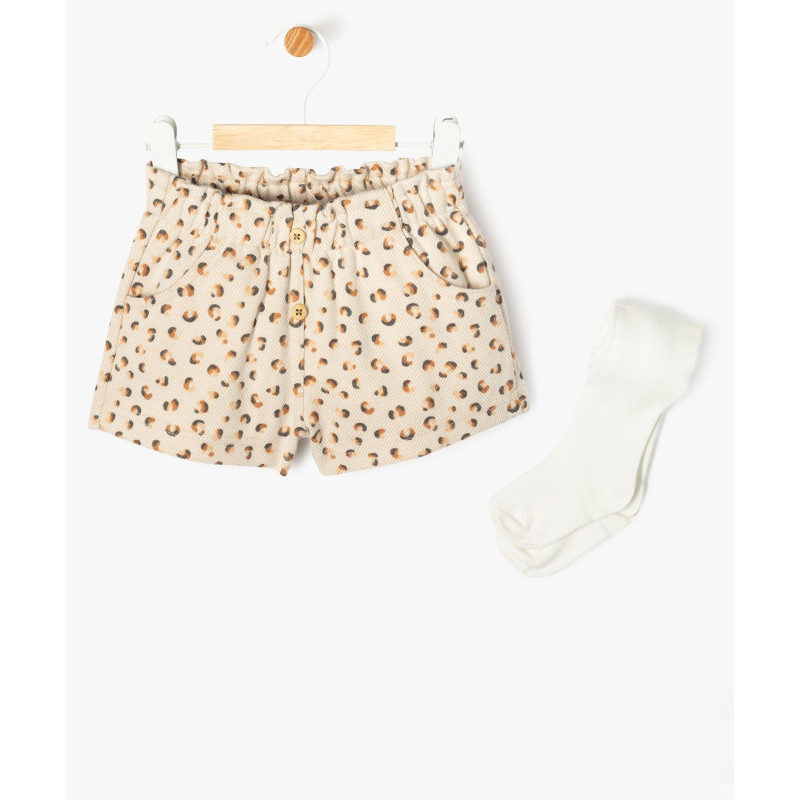 Ensemble 2 pièces short + collants bébé fille