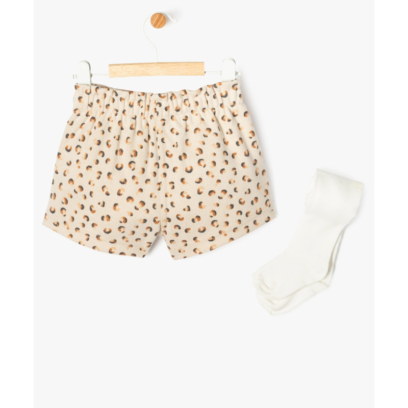 Ensemble 2 pièces short + collants bébé fille