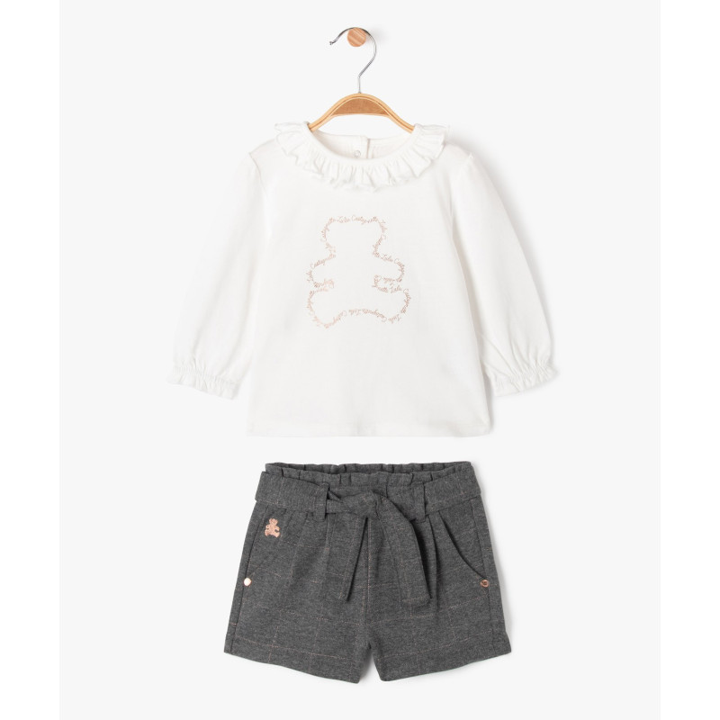 Ensemble 2 pièces bébé fille T-shirt et short - LuluCastagnette