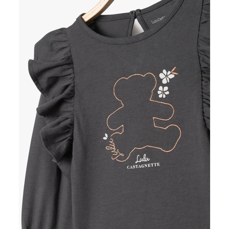 Tee-shirt manches longues à volants bébé fille - LuluCastagnette