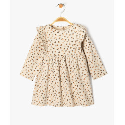 Robe manches longues en maille stretch imprimé bébé fille