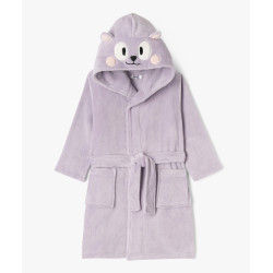 Robe de chambre en velours avec capuche chat fille