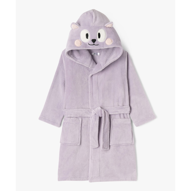 Robe de chambre en velours avec capuche chat fille