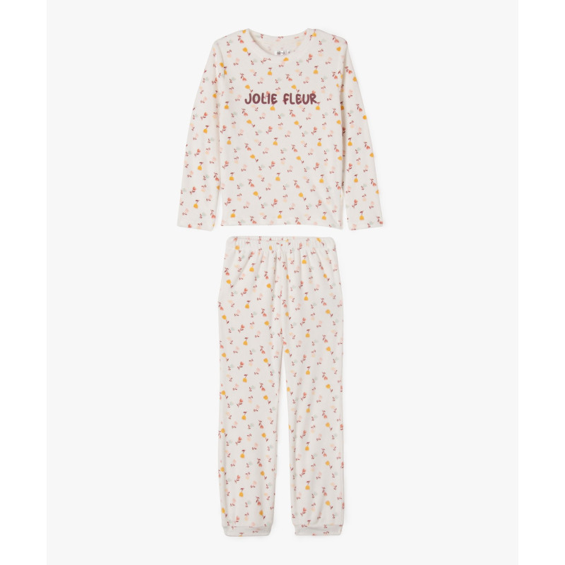 Pyjama en velours à motifs fleuris fille